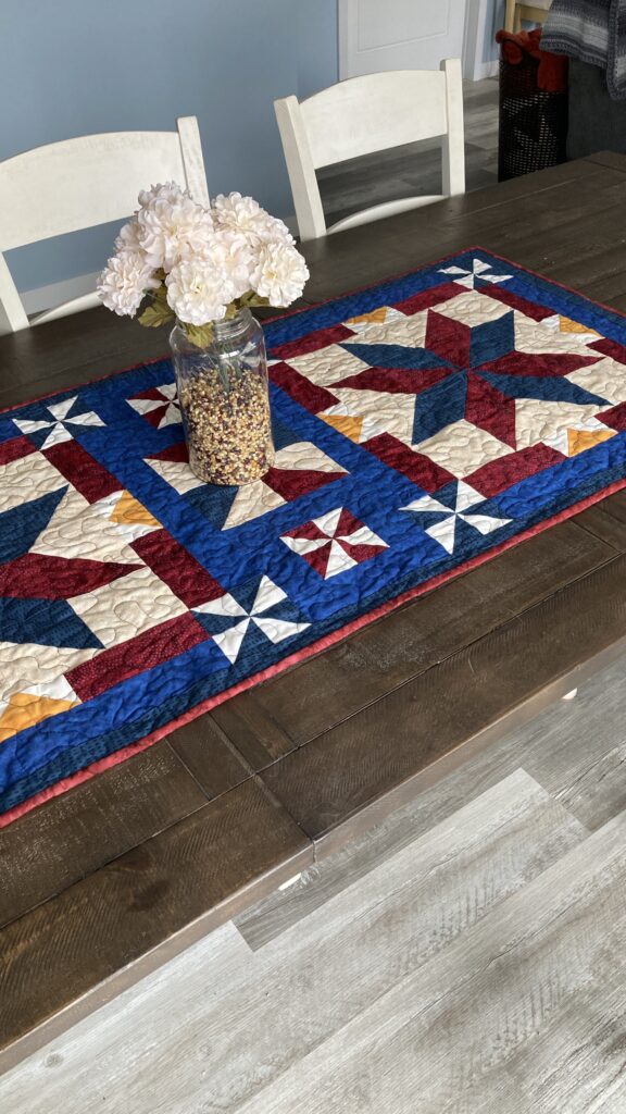 American Star Table Runner on farmhouse table