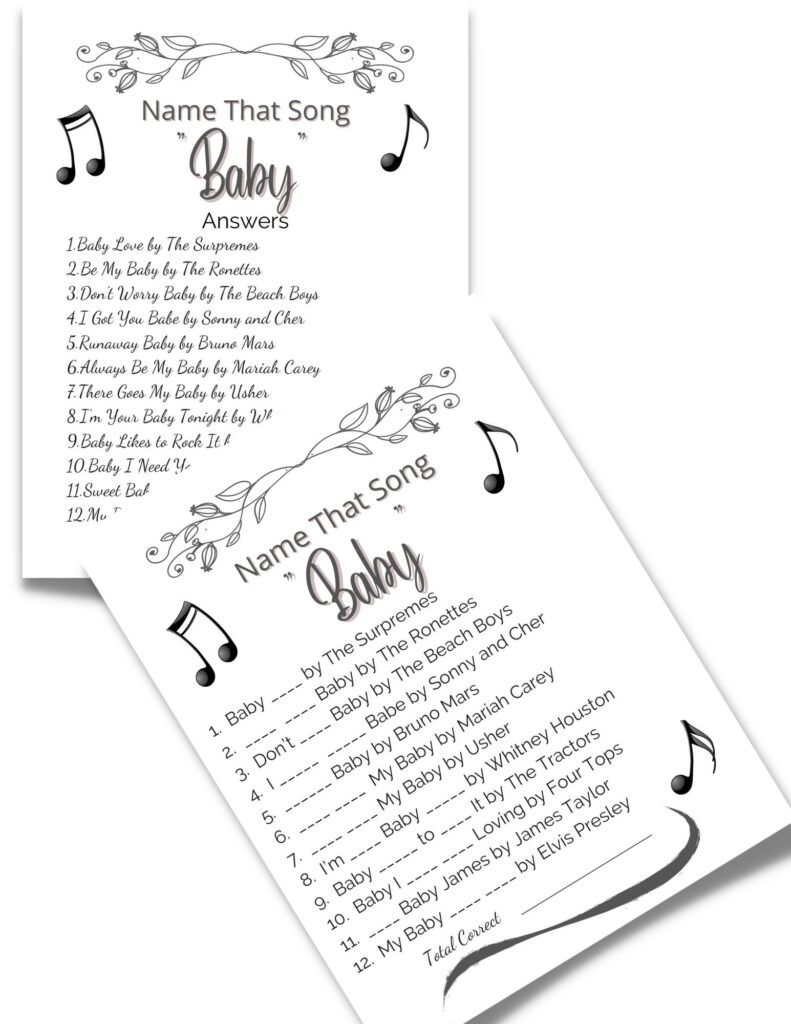 Name that Song Baby Printable